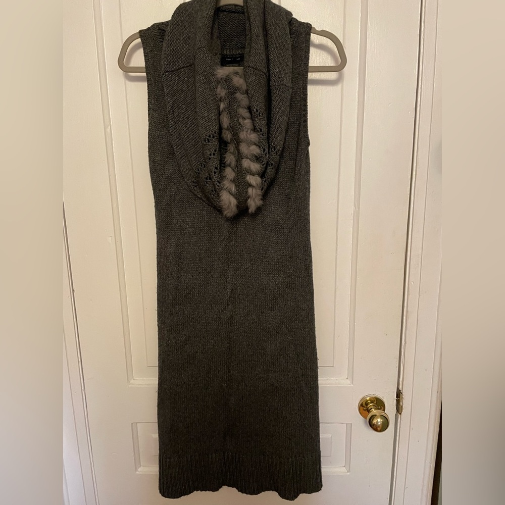 Pink Tartan wool blend knit sleeveless midi dress size large
